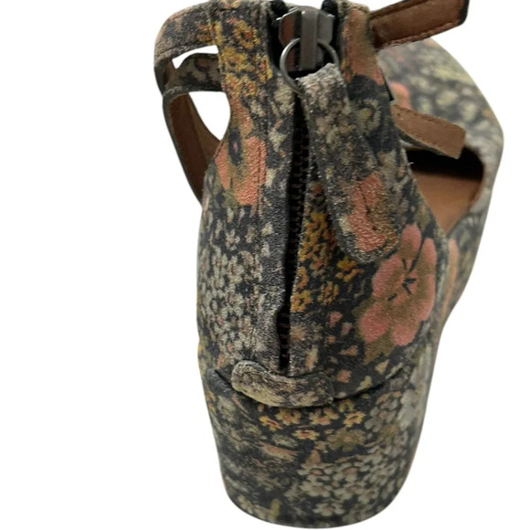 Gee Wawa Anthropologie Daphne Platform Heels floral Microsuede leather Size 6.5 - Picture 8 of 14